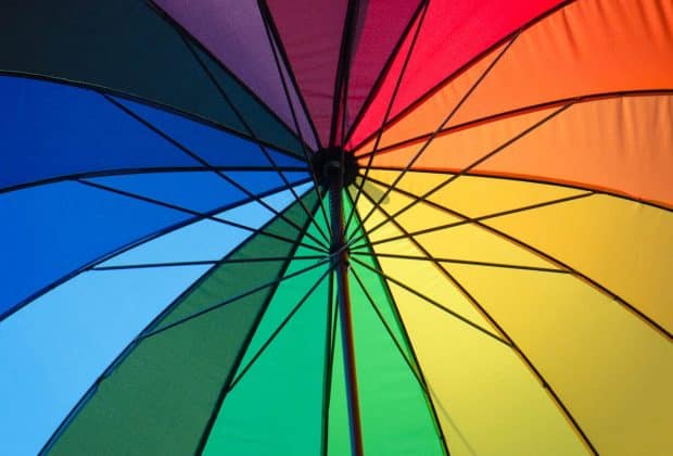 worms eye view multicolored umbrella