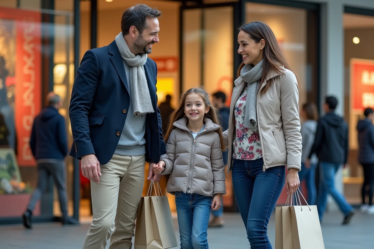 Famille souriante devant l