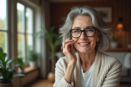 Femme senior élégante avec lunettes et coiffure moderne
