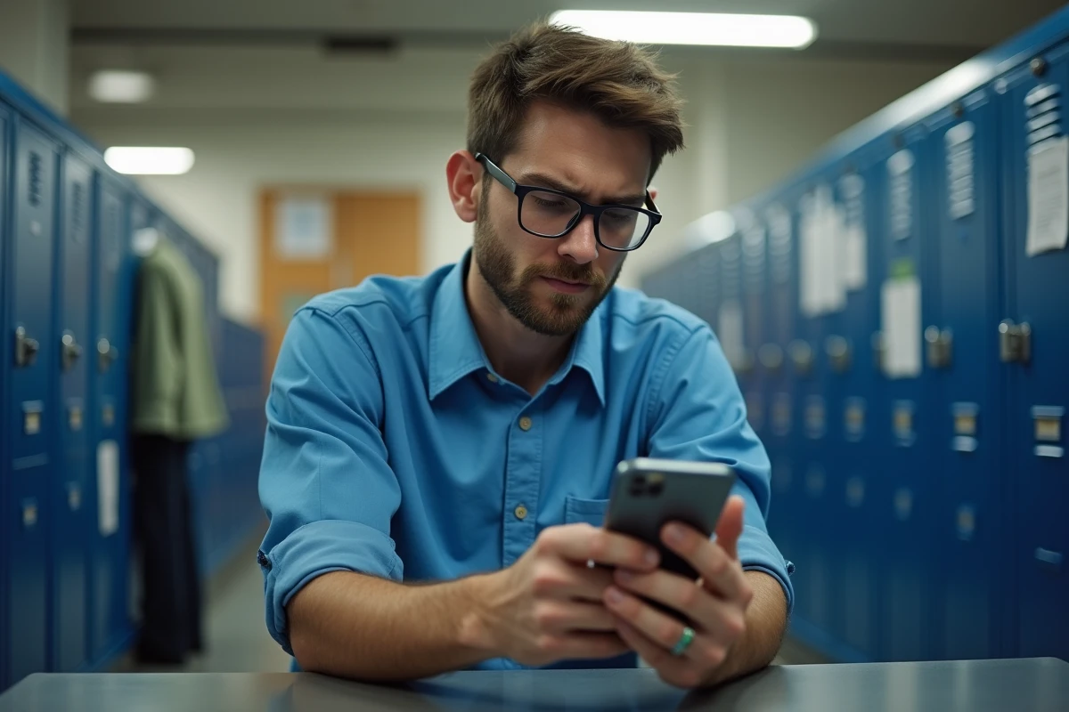 Jeune homme perplexe dans un centre de livraison postal