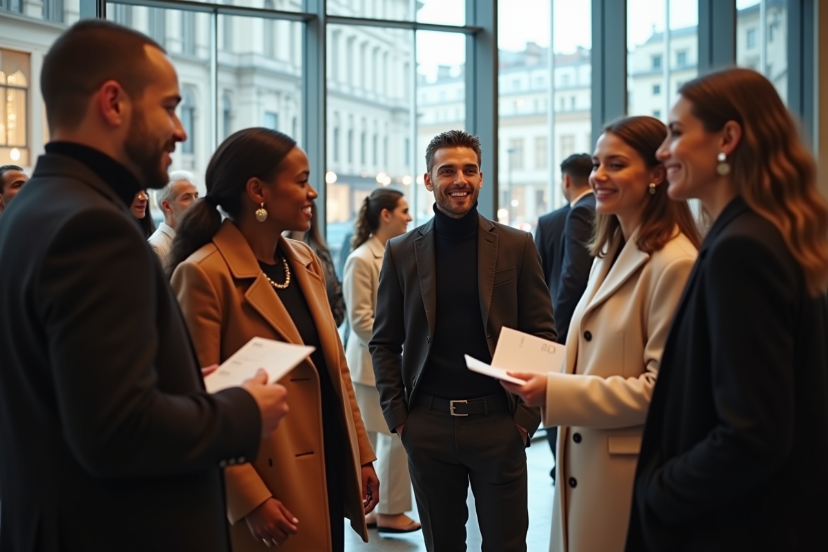 Jeunes adultes en tenues de mode à Milan Fashion Week